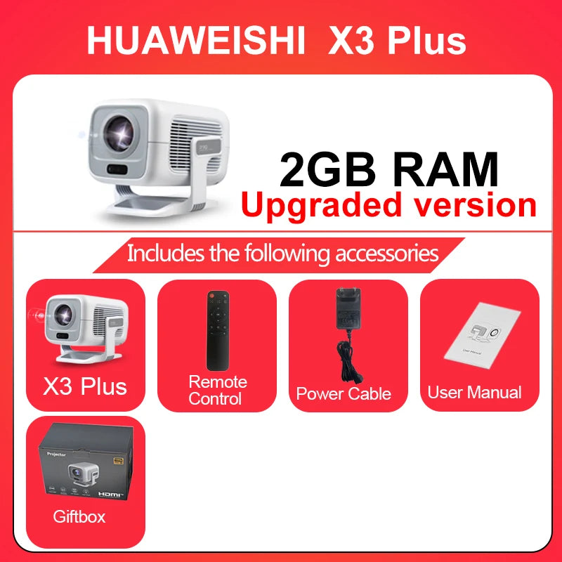 HUAWEISHI 4K Projector Android Native Portable 1080P Auto Focus 600ANSI Video home Cinema Outdoor hd led Projetor