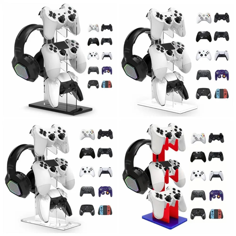 Universal 3-layer Controller Holder Acrylic Durable Headphone Holder Multi-function for PS5/PS4/PS3/PS2/Switch Pro/Xbox