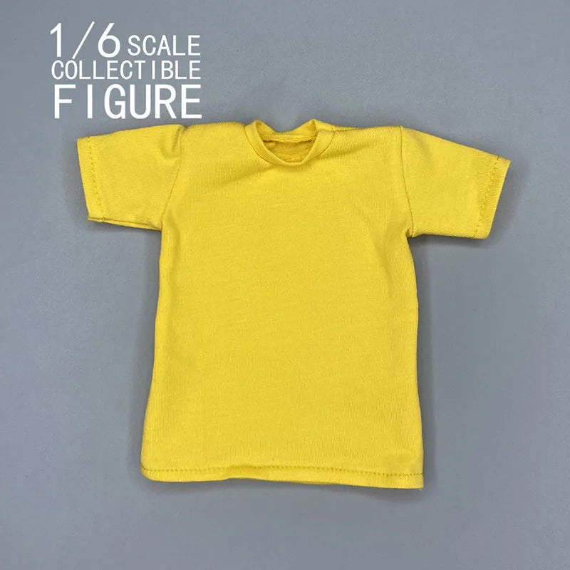 In Stock 1/6 Scale Male Solid Color T-shirt Casual Loose Short Sleeve Tops Clothes Model Fit 12'' Soldier Action Figure Body