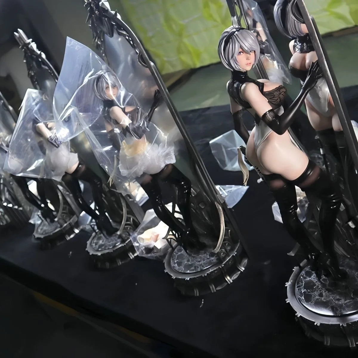 Mechanical Genesis 2B Twin-Headed 1/4 Scale Collectible Figurine Set with Black Stockings - Simulation Model Game Statue