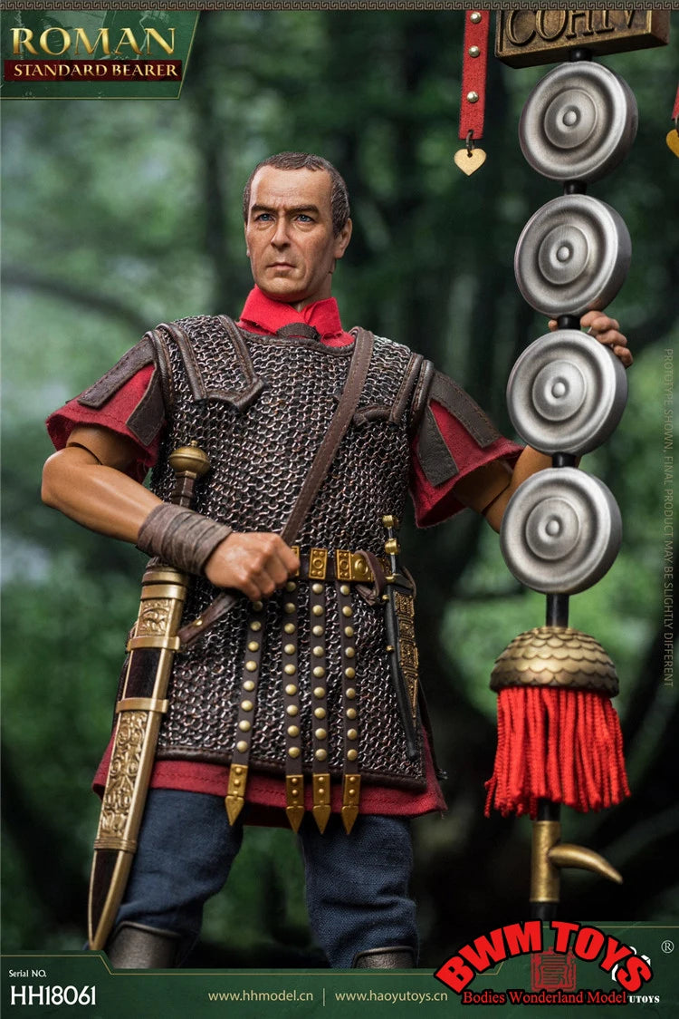 HHMODEL&HAOYUTOYS HH18061 1/6 Scale 12'' Male Imperial Legion Rome Flag Bearer Action Figure for Collectors in Stock
