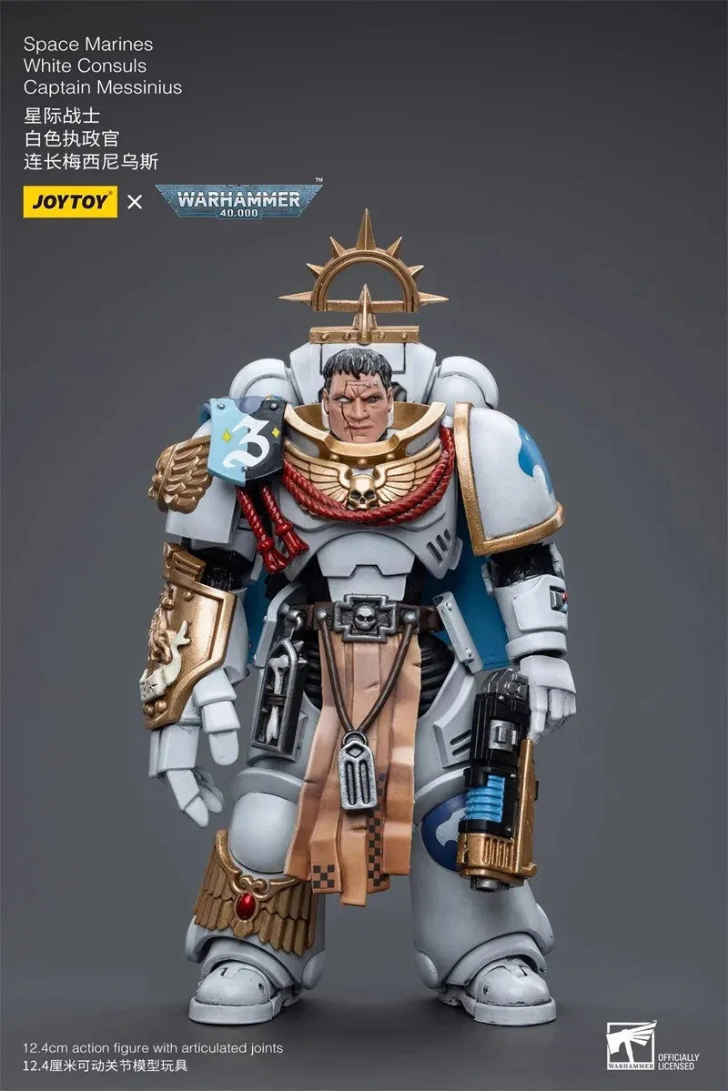 [НАЛИЧНОСТ] JOYTOY Warhammer 40K Екшън фигурки 1/18 Мащаб Dark Source Space Marines Бели консули Капитан Месиний Модел играчки