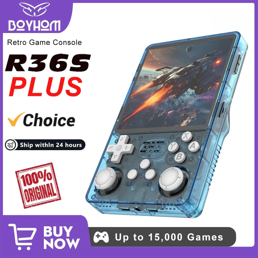 BOYHOM R36 Plus Retro Handheld Game Console Linux 64-bit System 4" IPS Screen RK3326 Portable Pocket Video Player R36PLUS Games