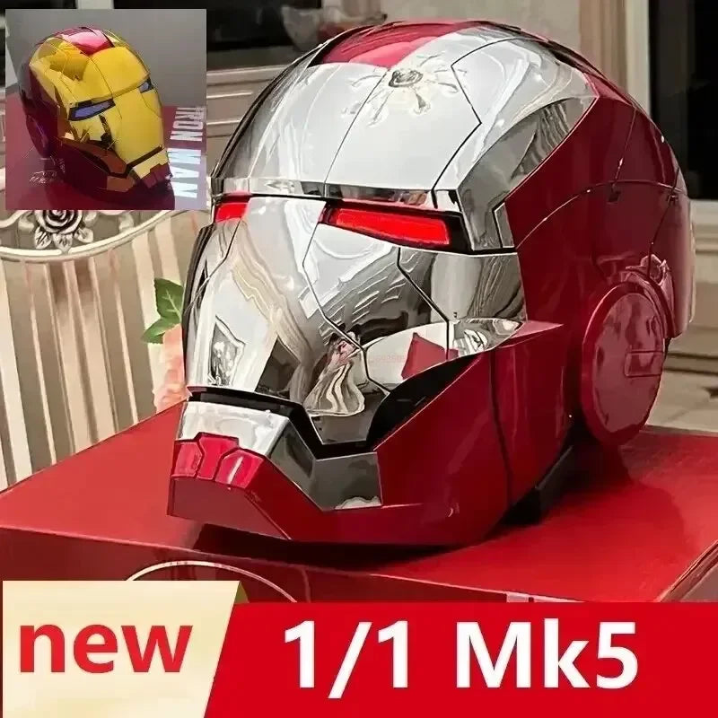 Hot Toys New Mk5 Iron Man Helmet Voice Control 8-Piece Opening And Closing Chinese English Luminous Mask Collect Halloween Gifts