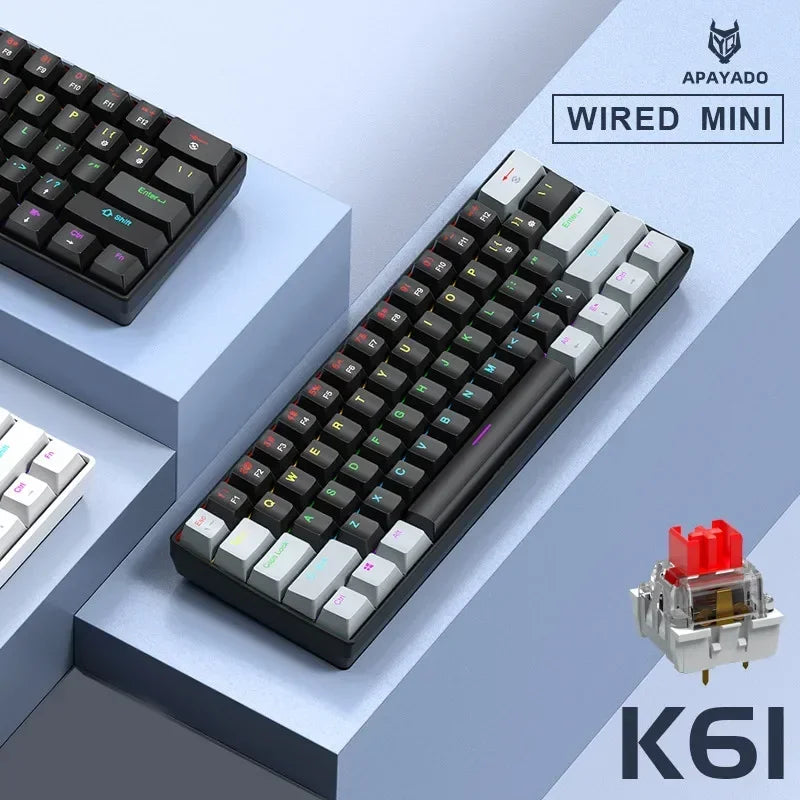 APAYADO K61RGB Mechanische Tastatur &amp; T07 Gaming-Maus-Kombination – Kabelgebundenes RGB-Paket für Gaming/Büro, ergonomisches Design