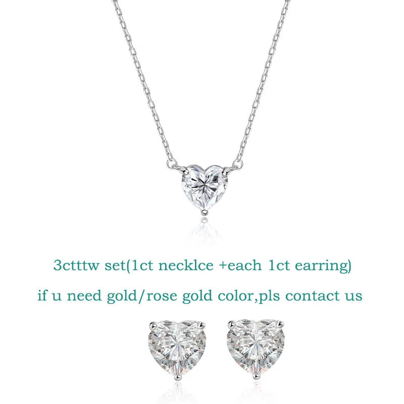 Smyoue 1CT 2CT 3CT Herzschliff zertifizierte Moissanit-Halskette für Damen, 18 Karat vergoldeter Schmuck, Sterlingsilber S925, Anhängerkette