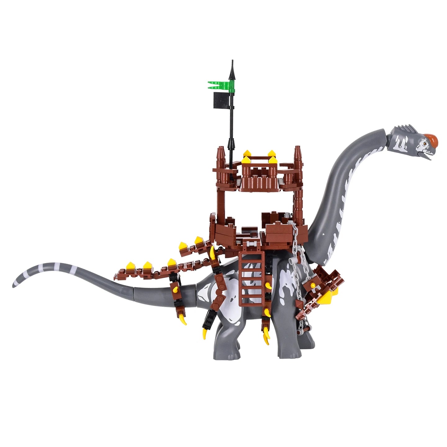 2025 New Jurassic Dinosaur Titanosaurus Dinosaur Seat Buildable Dino with Fortress Structure Ladders Flag