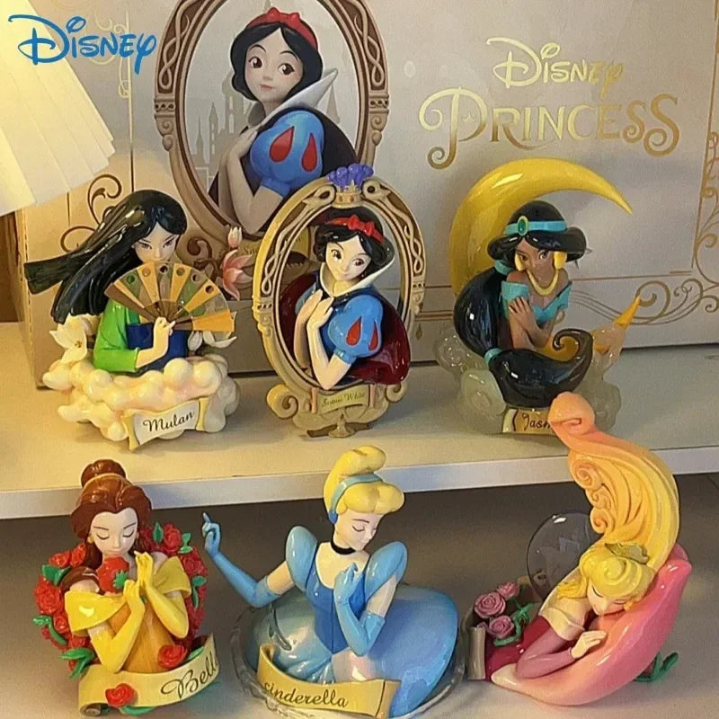 Disney Princess Art Bust Series Anime Action Figures Art Gallery Collection Decoration Statue Desk Ornament Toys Birthday Gift