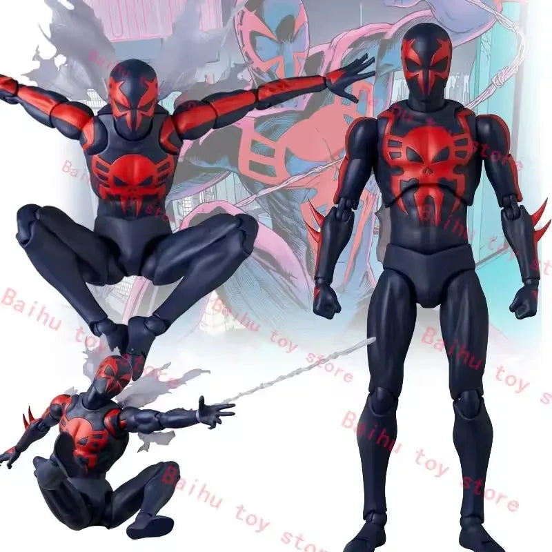 Hot Anime Mafex 239 Spider Man 2099 Comic Version Action Figure Joint Mobile Handpiece Model Desktop Collectibles Toy Boys Gift