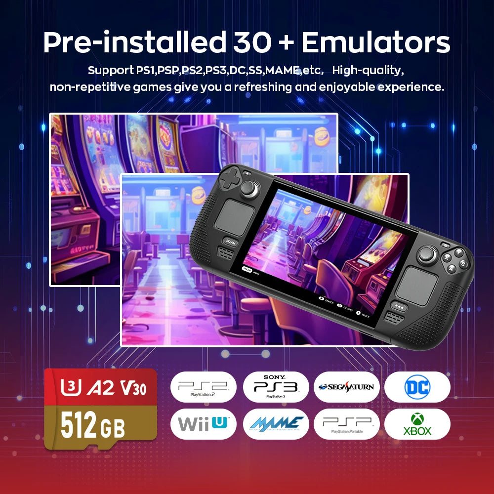Game Card for Steam Deck with Batocera 40 Plug & Play with 15000+ Games for PS3/PS2/PS1/PSP/WII/WIIU/XBOX/SS/DC Emulators (Copy)