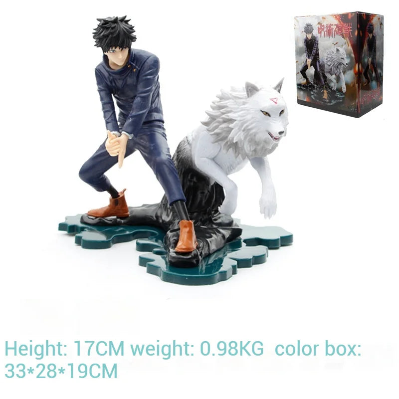 17CMAnime Jujutsu Figures Fushiguro Megumi Figura with Jade Dog Statue Collectible Model Gojo Satoru Anction Figure Toys PVC