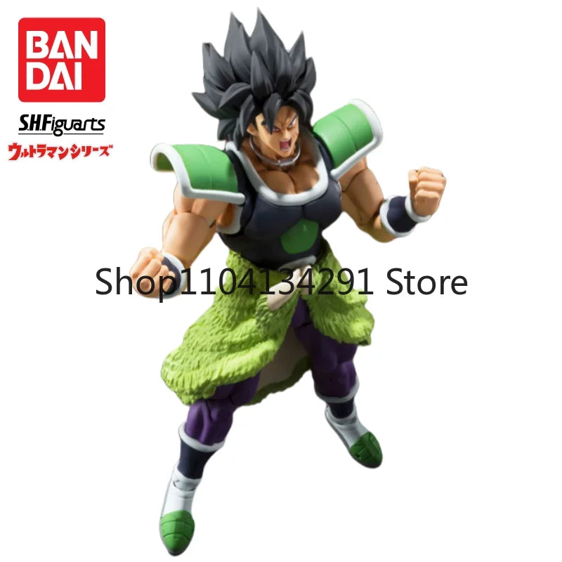 Original Stock Bandai SHF Dragon Ball Super Movie Edition Broly Black Hair Battle Suit Super Saiyan Birthday Gift Toy