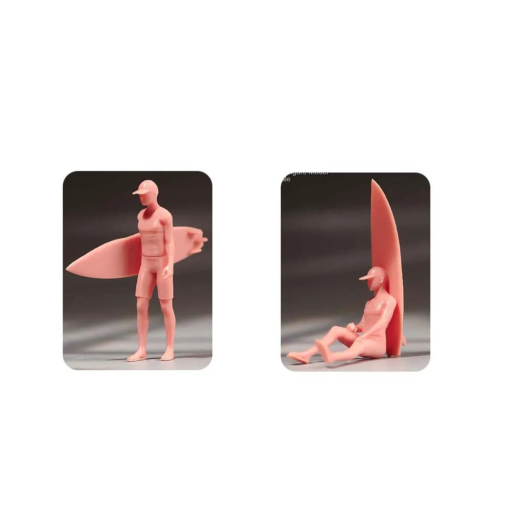 Painted Miniatures 1/18 1/24 1/43 1/64 1/87 Two Teenagers Preparing To Surf By The Seaside Figure Model Toys View Decoration
