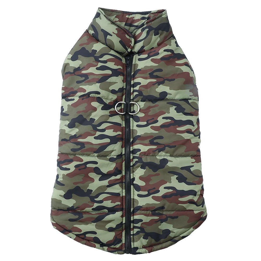 Winddichte Hundekleidung für kleine, mittelgroße und große Hunde, Katzen, Winterwelpen, Camouflage-Print, warme Kleidung, Golden Retriever-Kostüme