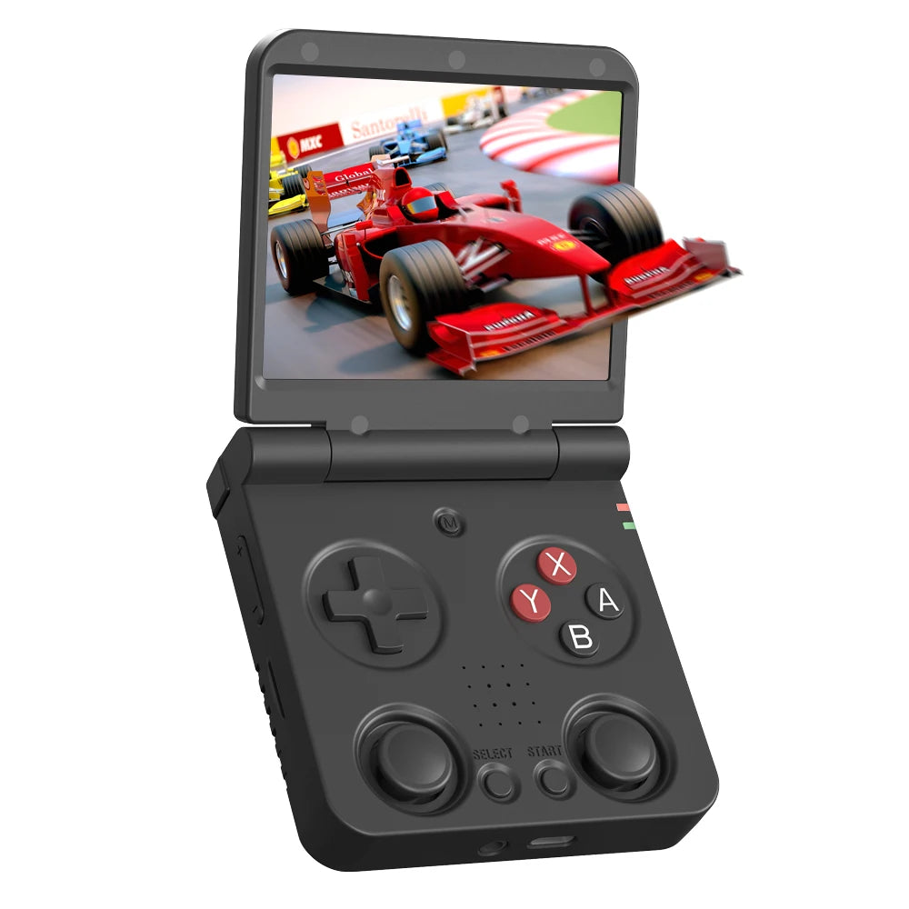 MIYOO Flip V2 Handheld-Spielekonsole 3,5-Zoll-IPS-Bildschirm Retro Kompakte tragbare Spielmaschine für Unterhaltungsspieler unterwegs als Geschenk