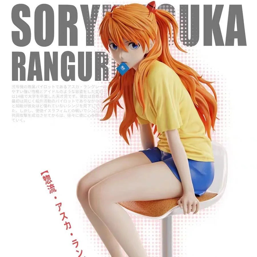 InStock Bandai Evangelion Asuka Langley Figure Japanese Version Upgrade Painting Official EVA Anime Collectible Desktop Ornament