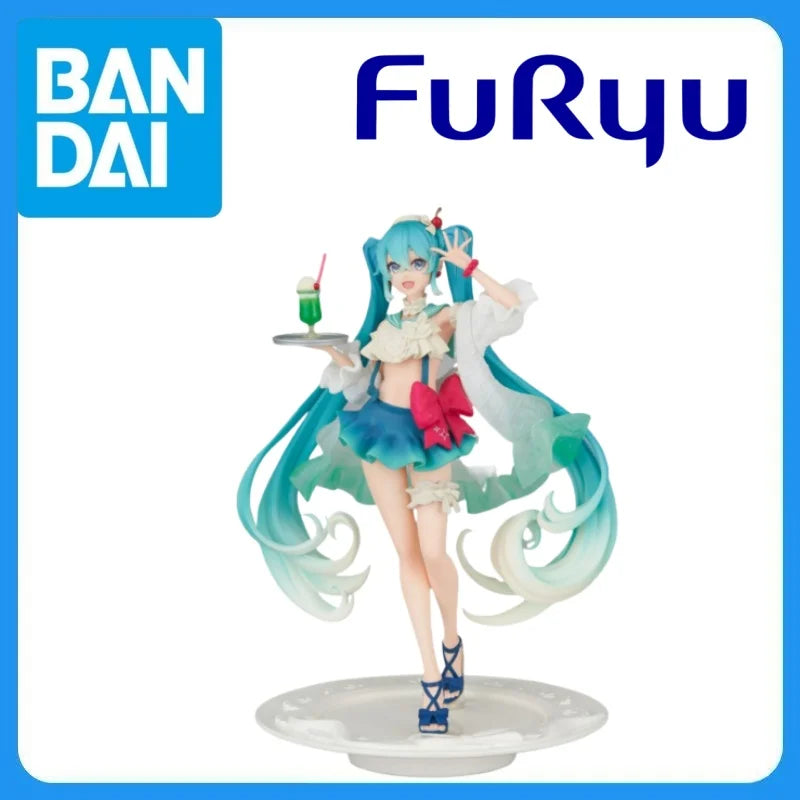 In Stock Genuine FuRyu Piapro Characters Hatsune Miku Exc∞d Creative Sweet Sweets Melon Soda Float Anime Figure Garage Kit