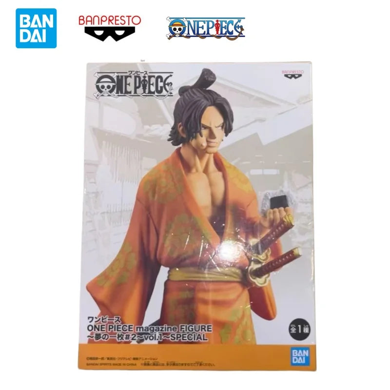 Puppe, brandneu, verpackt, auf Lager, Bandai, Originalverpackung, Original Banpresto, One Piece Portgas D. Ace Sabo, Anime-Charaktere, Garagen-Kit