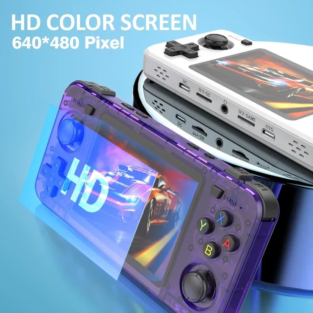 New R36H Handheld Game Console 3.5-inch IPS Screen Linux RK3326 Retro Video Games Player 3000 mAh 64G 10000+ Classic Game
