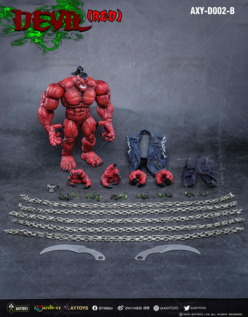 In Stock Original  AXYTOYS D001 D002 Deluxe Edition 1/12 Scale Muscle DEVIL 7-inch Full Set Action Figure Male Soldier Toys