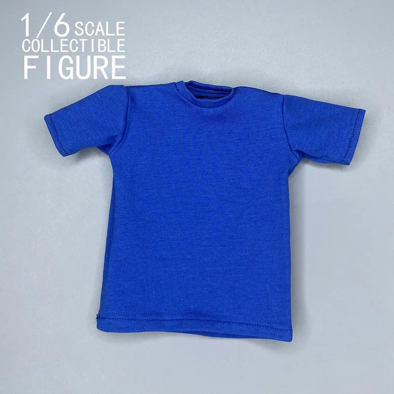 In Stock 1/6 Scale Male Solid Color T-shirt Casual Loose Short Sleeve Tops Clothes Model Fit 12'' Soldier Action Figure Body