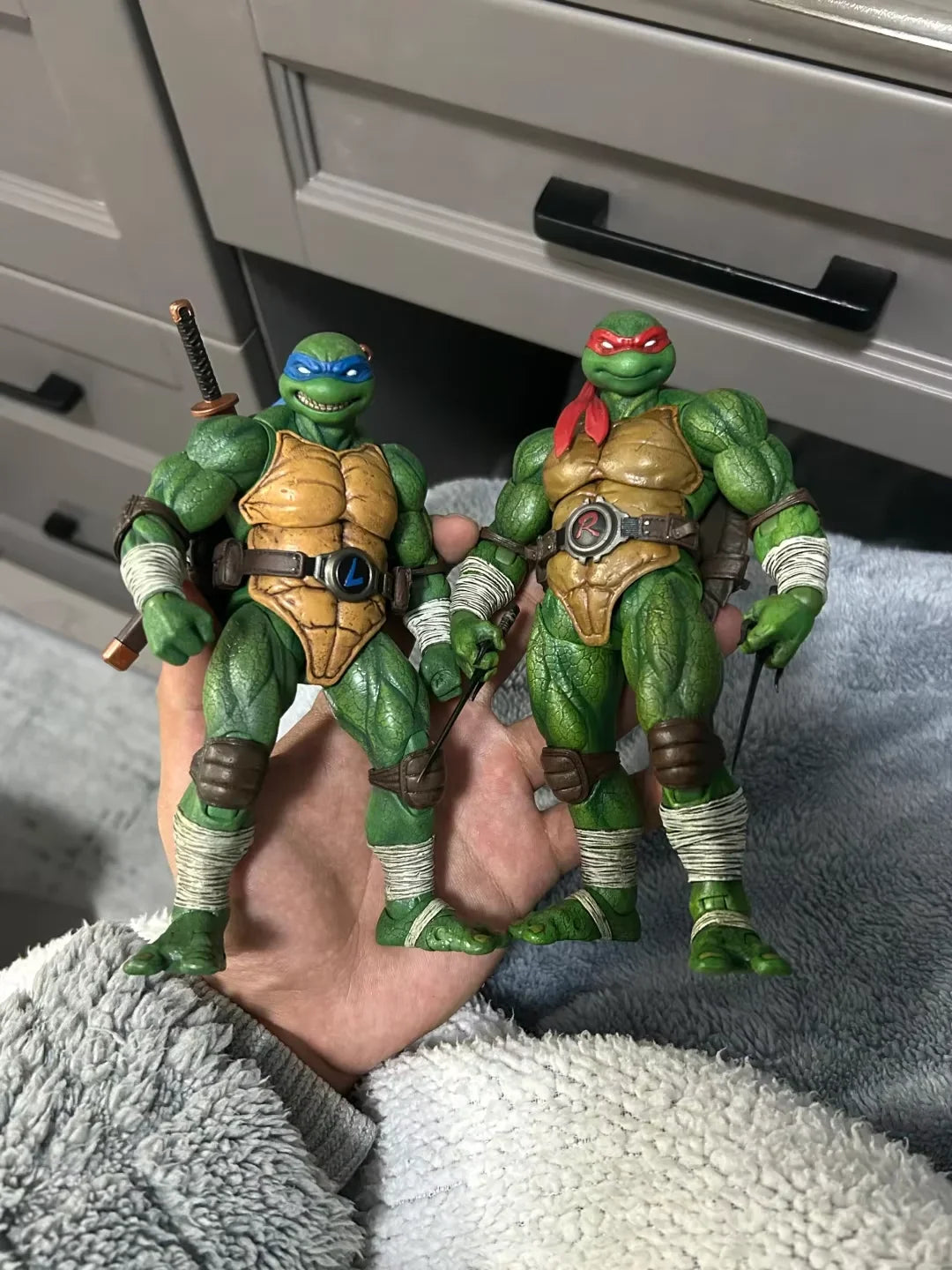 Original Lingjihun 1/12 Ninja Turtles Raphael Leonardo Action Figure Mobile Model Pvc Figurine Collect Hobby Toy Christmas Gift