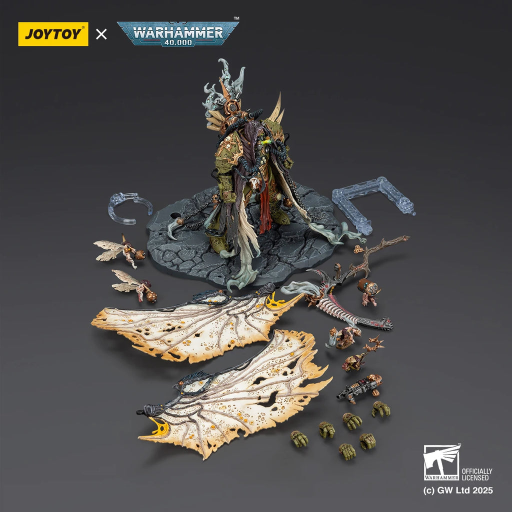 JOYTOY 1/18 Action Figures Mortarion Daemon Primarch of Nurgle with Ancient weapons‘The Lantern' and ‘Silence' Collectible Toys