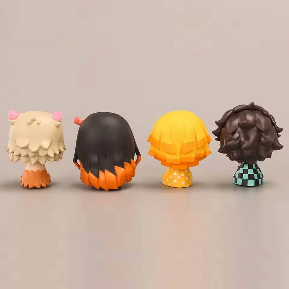 4 Style/Set Q Version Demon Slayer Sitting Ghost Doll Tanjiro Nidouzi Inosuke Zenizu Figure Action Figure Movie Model Toys Doll