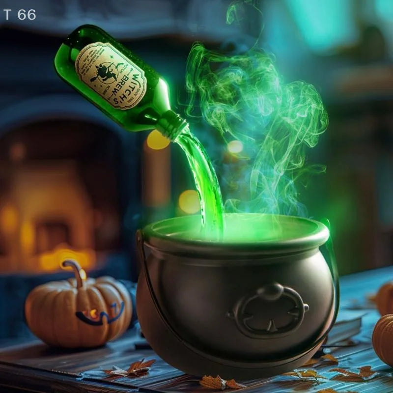 Party Horror Props Witch's Cauldron With Magical Bottles & Fog Maker, Floating Potion DIY, Halloween Decorations Indoor