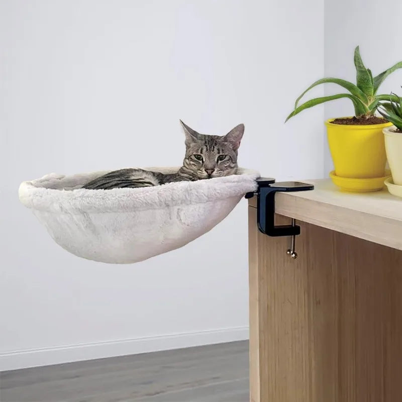 Cats Beds and Furniture Round Cats Litter Nest Desk 360° Rotating Hanging Cat Hammock Solid and Firm Cat Accessories Supplies
