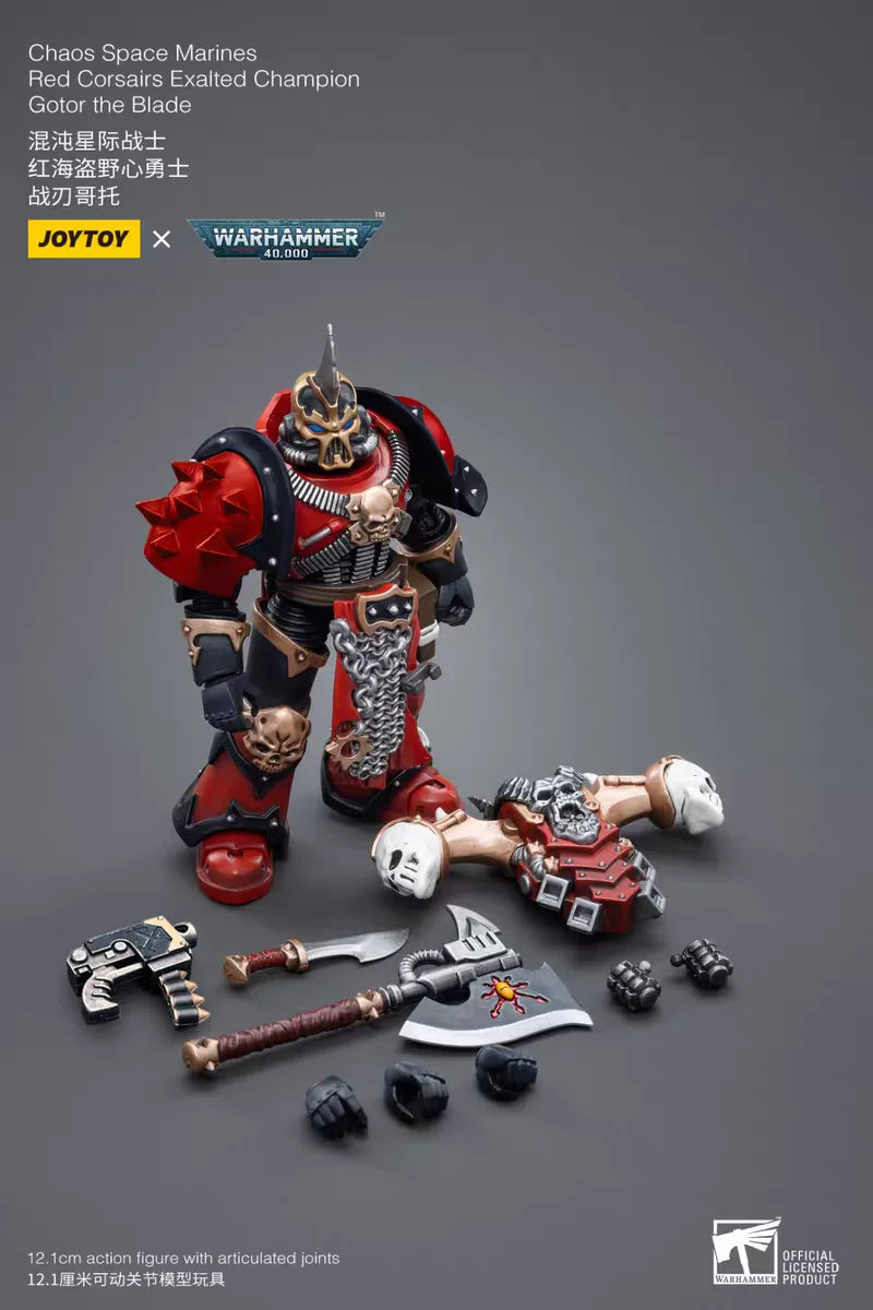 In Stock [JOYTOY] 40K Chaos Space Marine Red Pirate Revered Champion Gotto Blade 1/18 Action Figure Toy Gift