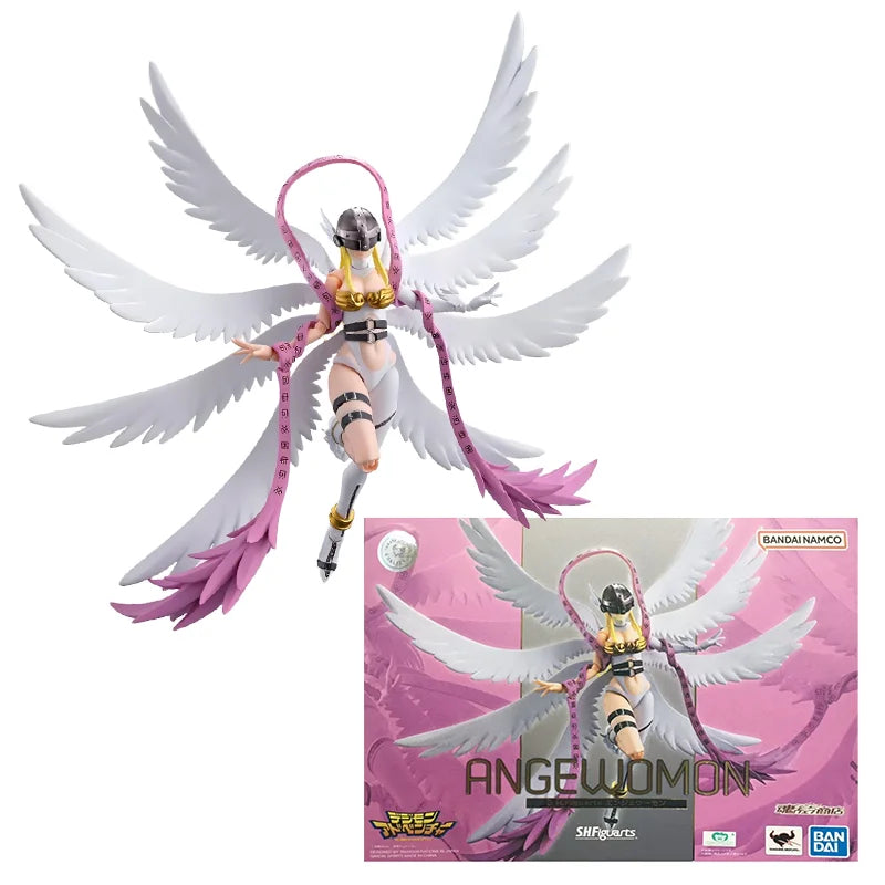 BANDAI SHF Digimon Metal Angewomon Anime Collectible Action Figure Model Toys Ornamental Collectibles Ideal Gifts for Boys Girls