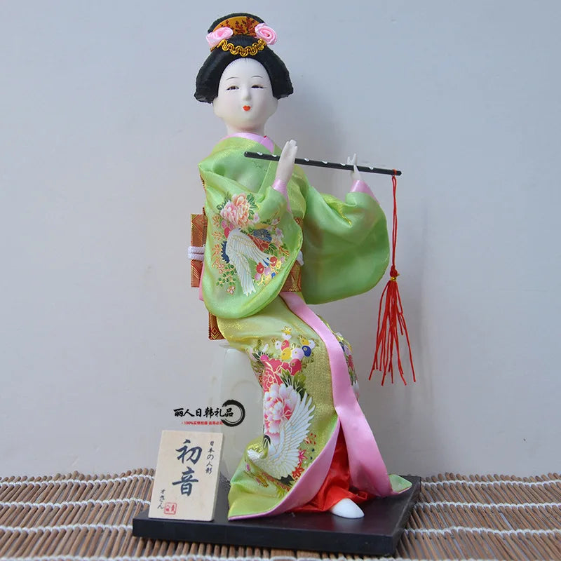 12inch Japanese Geisha Doll Statuette Sitting Figurine Japanese Kimono Kokeshi Kabuki Geisha Handicraft Ornament Birthday Gift