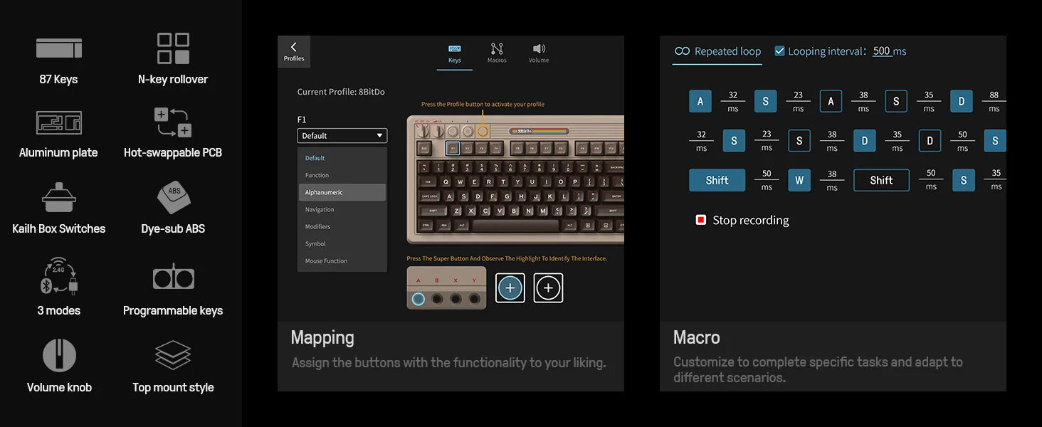 8BitDo Retro Mechanische Tastatur C64 Edition, Bluetooth, 2,4G Wireless und Kabelgebundene 3-Modus-Verbindung, für PC Windows 10 und Android 