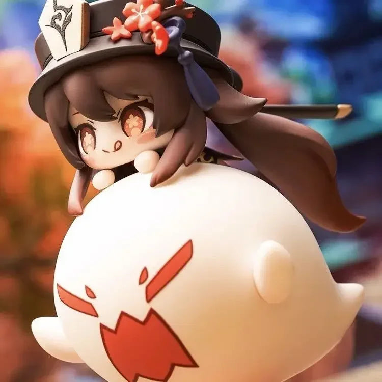 10 cm große Genshin Impact Hu Tao Actionfigur, Cartoon-PVC-Mädchen, Modell Q Edition, niedliche Dekoration, Sammlerstück, Schreibtischdekoration, Geschenk, Spielzeug
