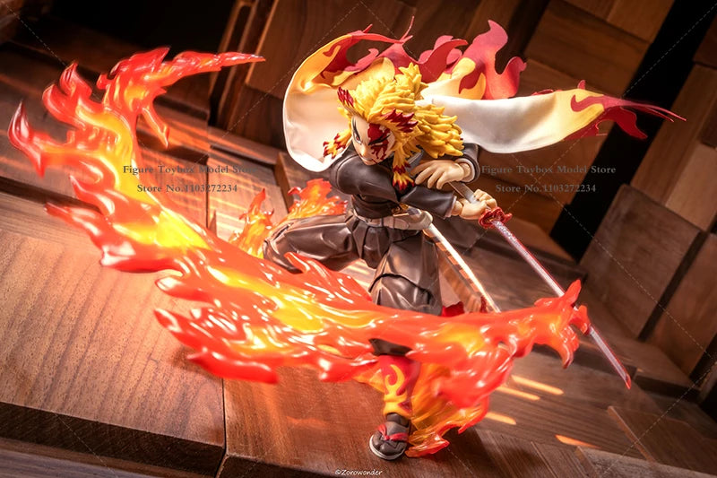 1/12 Мащаб Rengoku Kyoujurou Аниме Човек Войник Мини Бяло Червено Наметало Играчки Аксесоар за 6" Аниме Демон Убиец Фигурка Декорация