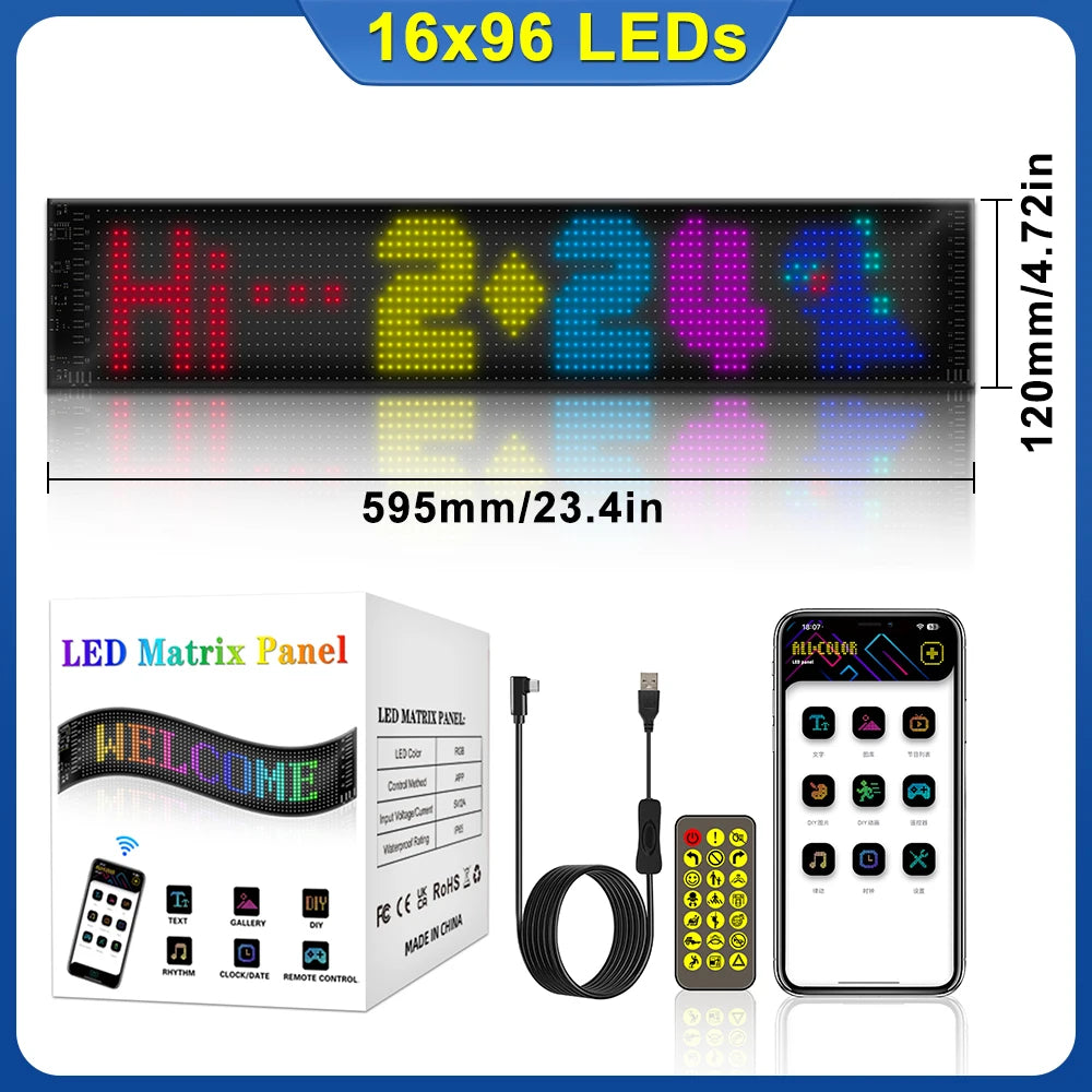 Smart Programmable Devil Eyes Flexible Panel Light For Cars APP Control LED Matrix Display Screen Message Scrolling Light