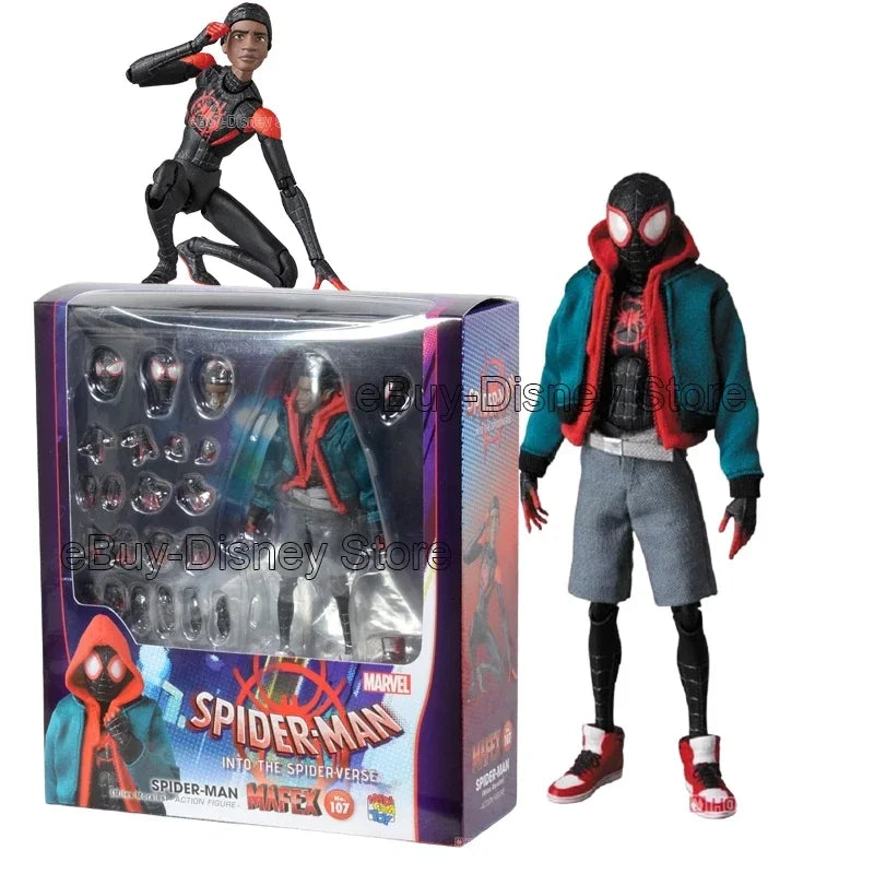 Ko Mafex 107 Spider Man Action Figure Toys 1/12 Spiderman Into The Spider-verse Miles Morales Model Statue Dolls Children Gifts