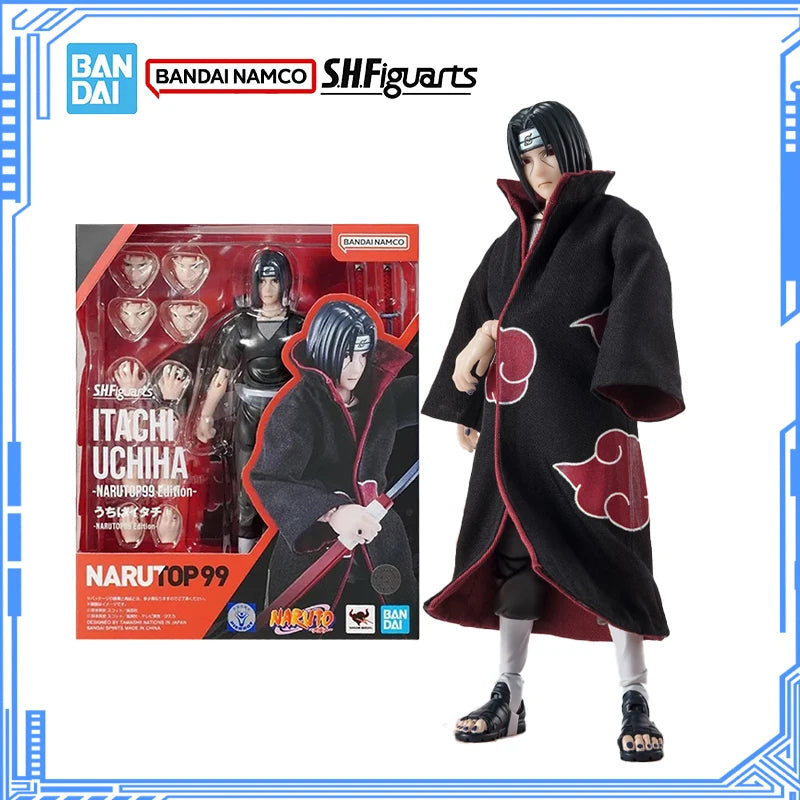 Bandai Original Naruto Modellbausatz Anime Figuren SHF Uchiha Itachi NarutoP99 Actionfiguren-Sammlung Modell für Kinderspielzeug Geschenke