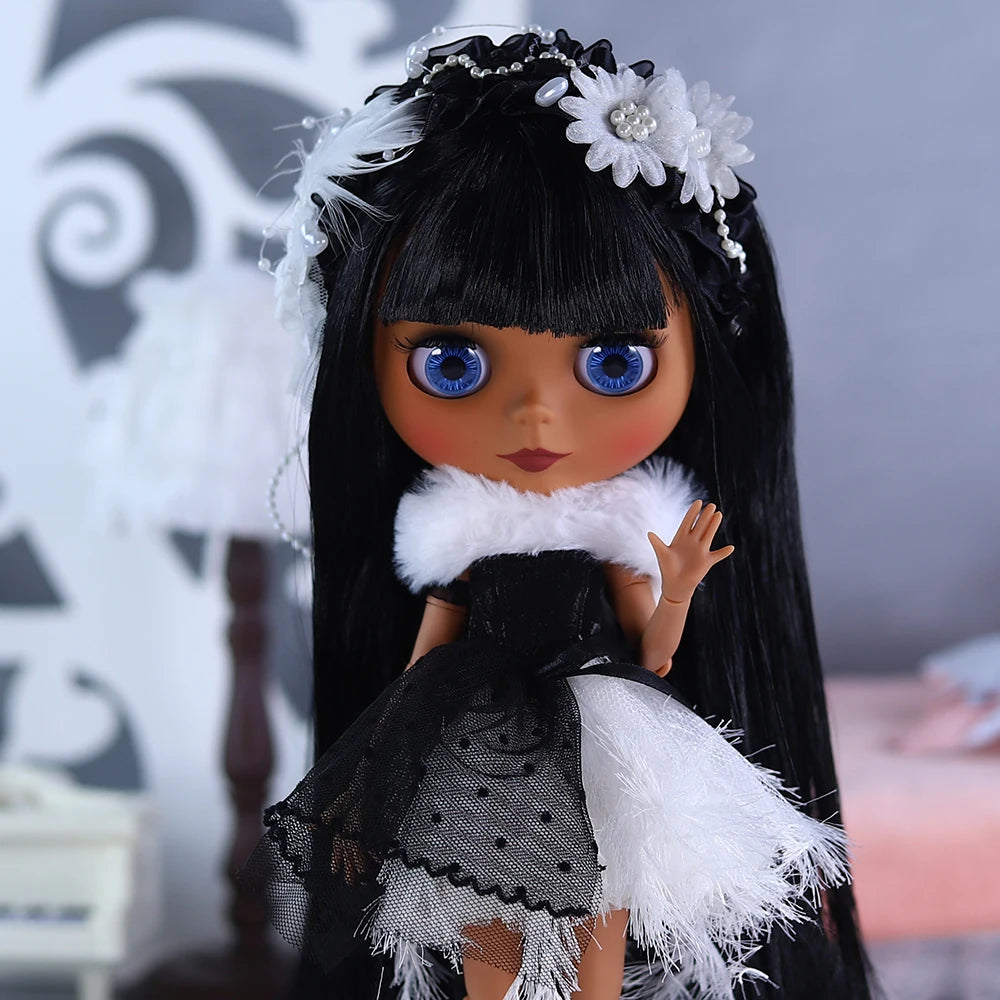 ICY DBS Blyth 1/6 Doll 30cm Black Skin Matte Face BJD Doll Full Set SD
