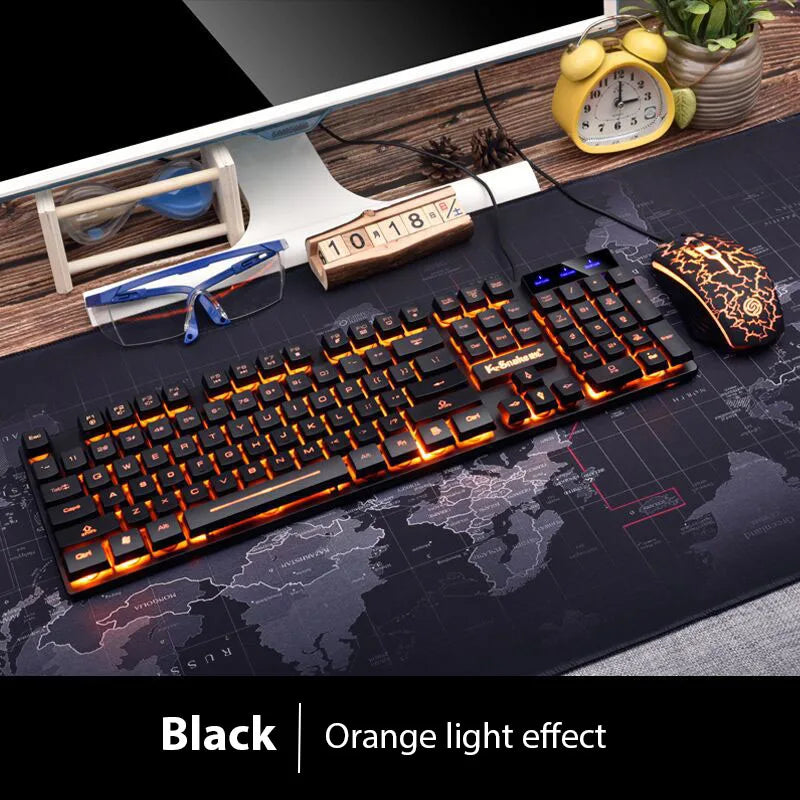 KM320 Tastatur und Maus Set Wasserdichte leuchtende Spieltastatur mit Hintergrundbeleuchtung