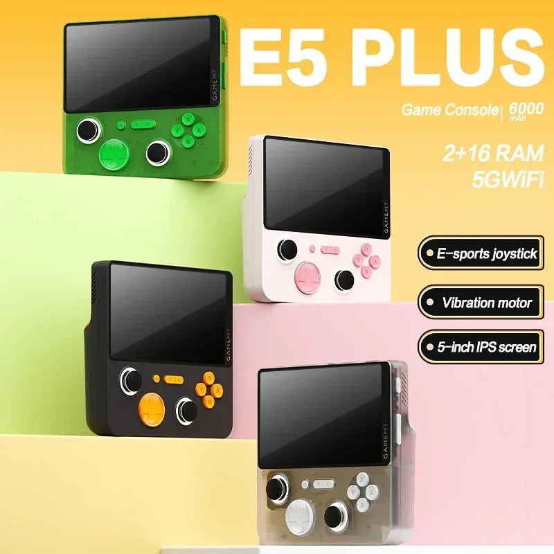 E5 PLUS Handheld Game Console Gamemt E5PLUS 5 inch HD IPS Screen Dual System Andorid Wifi  Retro Video GAME 2+16GB RK3566 Chip 6