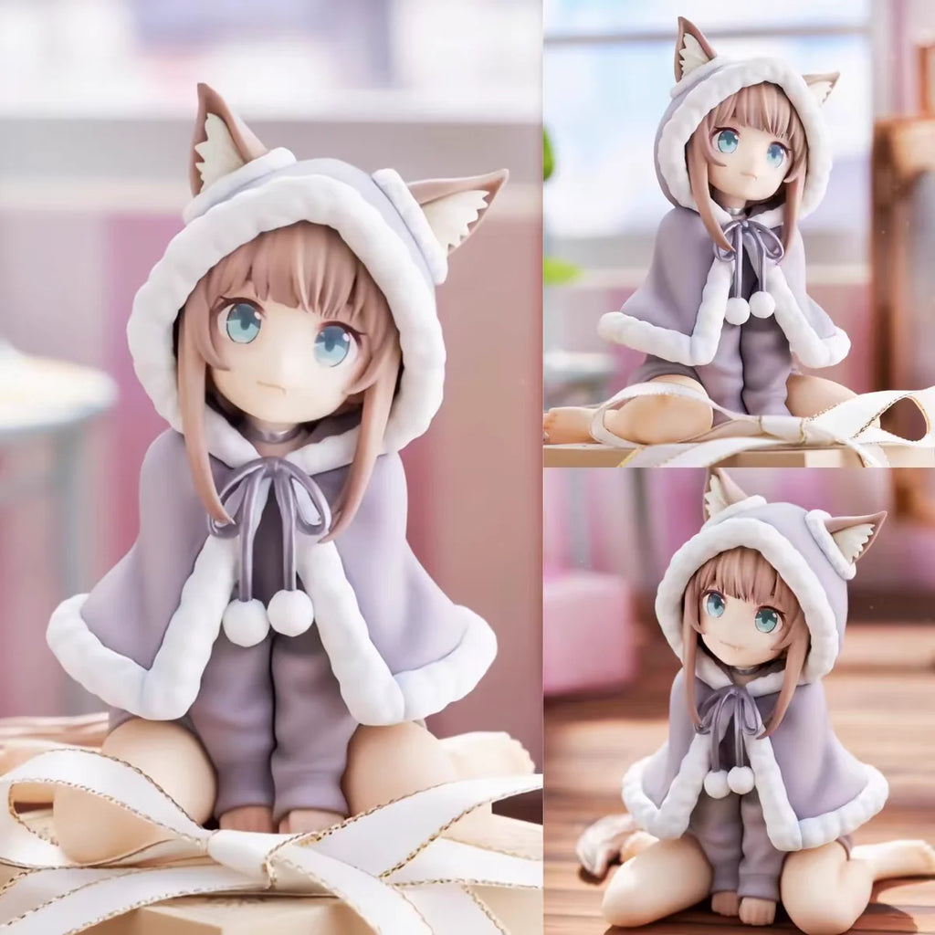 Replaceable Face Soybean Poer  Girl  Mobile Phone Stand Tea Par  Host Car Decoration Anime Figure Collectible