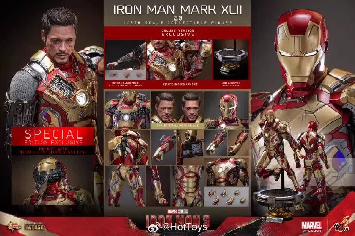 New In Stock Hottoys Iron Man Mk42 Ht 1/6 Mms758b Mms759b 2.0 War-Damaged Deluxe Edition Standard Edition Action Figure Toy