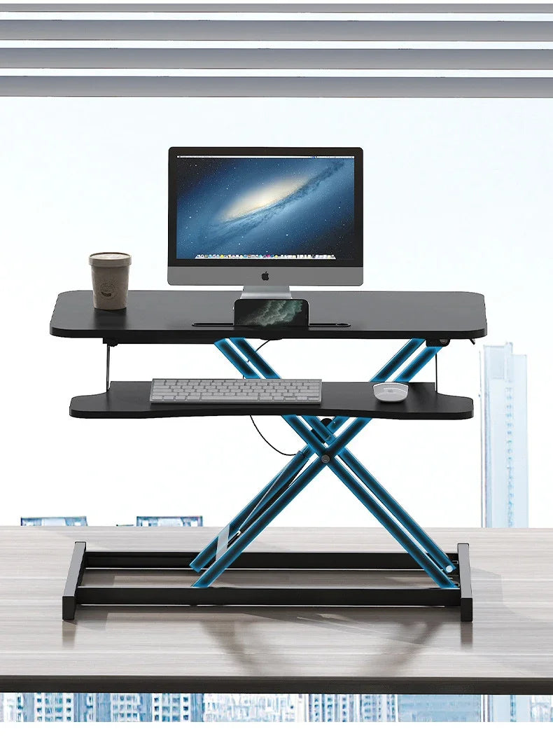 Height Adjustable Folding Standing Computer Desk with Keyboard Tray for Home Office Gaming Lift Laptop Table Stand Workbench