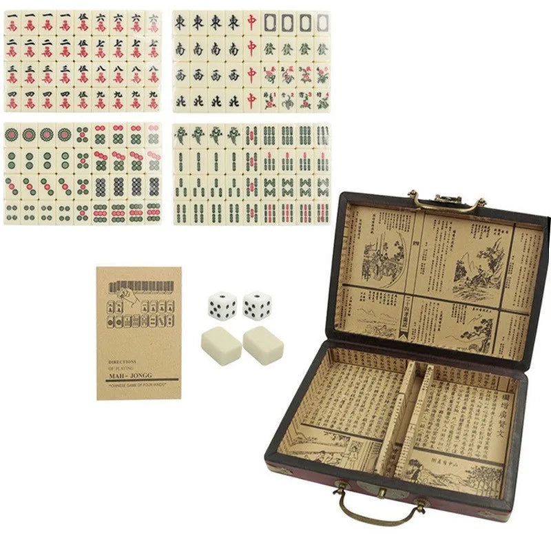Chinese Culture Mahjong Game Set, Family Game Mahjong With Instructions, Chinese Traditional Mahjong Game With Carrying Bag