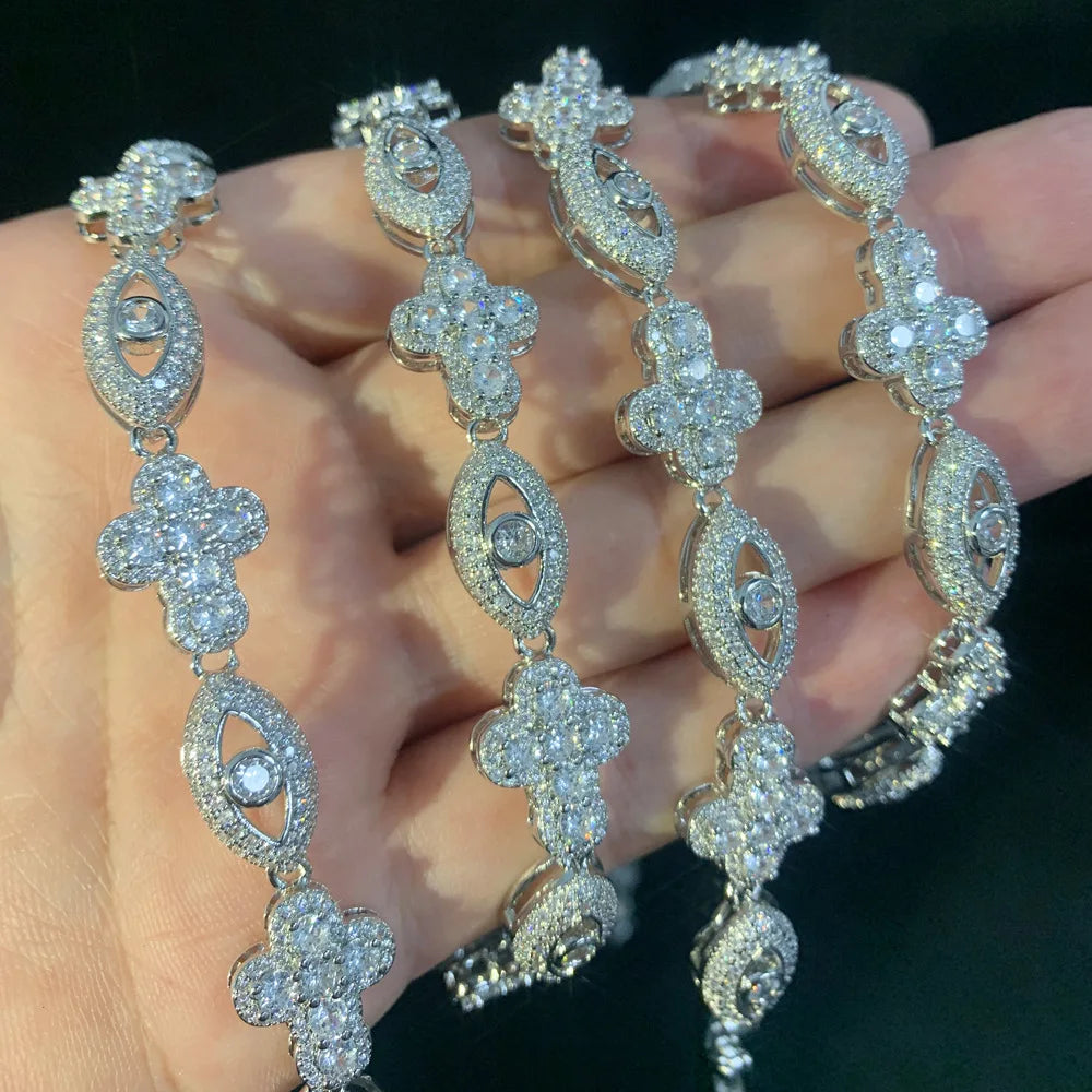 Icedminer 5A Zircon Cross Infinite Eye Necklace Cuban Chain Iced Out For Men And Women Fashion Hip Hop Jewelry Free Shipping