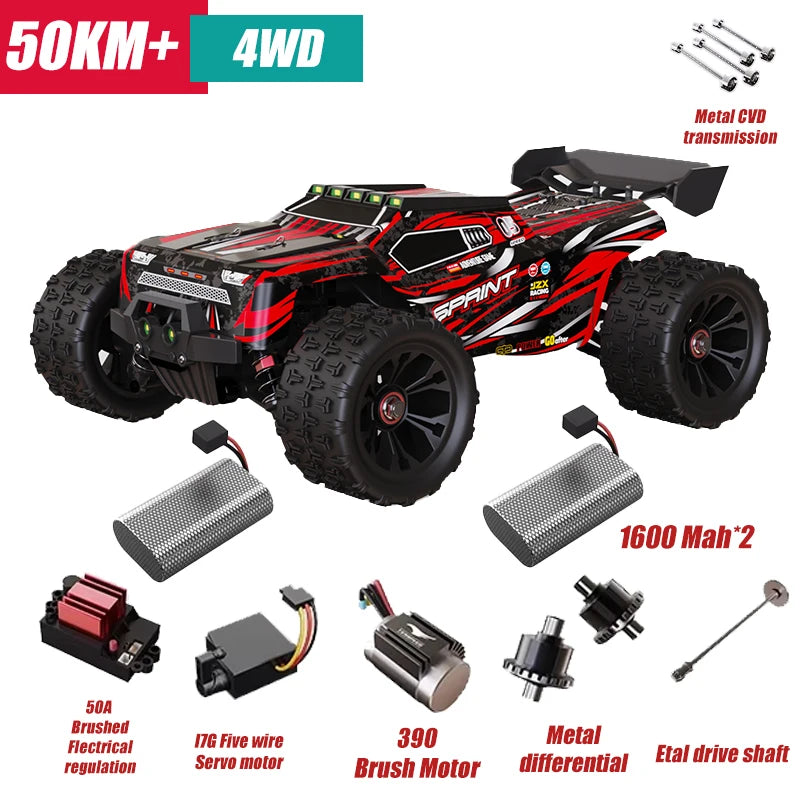 Rc Car Off Road 4x4 High Speed 80KM/H Remote Control Car with LED Headlight Brushless 4WD 1/14 Monster Truck Toys for Boys Gift