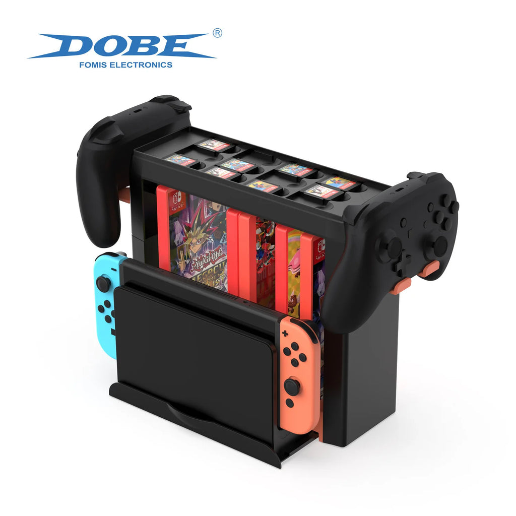 Универсален органайзер за Switch 2/OLED/Switch, поставка за съхранение на игрови карти/дискове/докинг станция за телевизор/конзола/контролер, комплект аксесоари