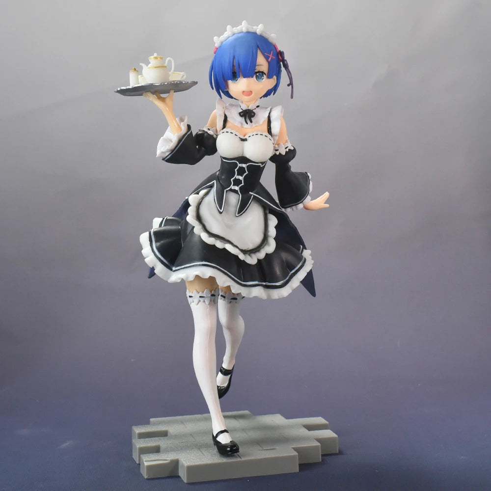 MX Japanese Anime Figures Maid Rem 1/7 Ver. PVC Action Figure Interchangeable Head Collection Gift Model Toys 22CM